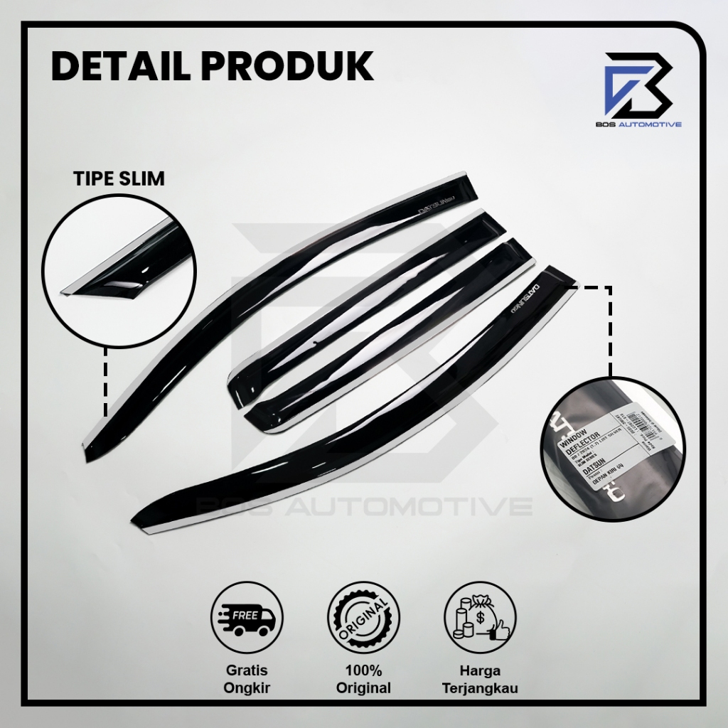 Talang Air Pintu List Silver Mobil Datsun GO+ Panca 2015 - 2022 Model Slim 4 Pintu - foto-produk-1