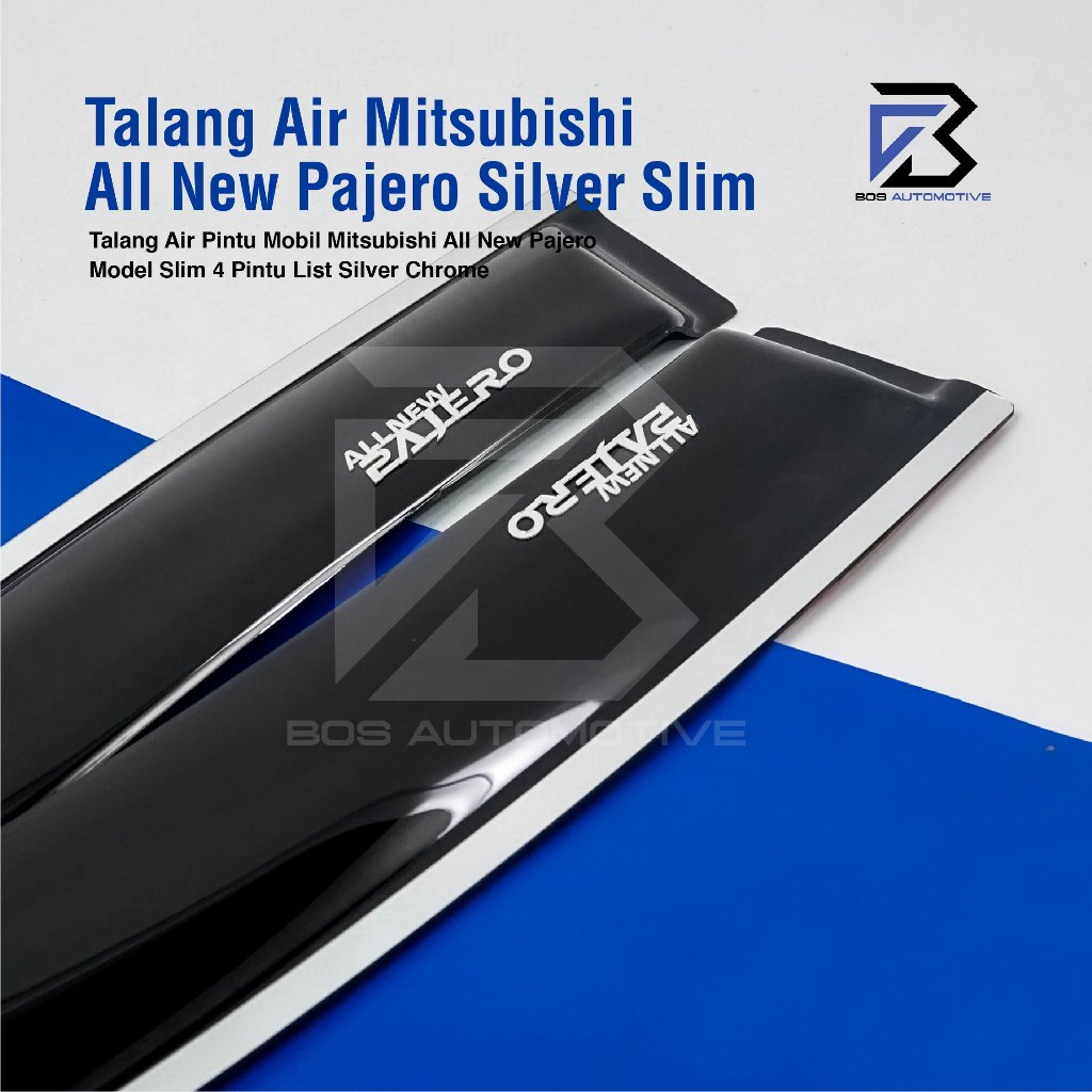 Talang Air Pintu List Silver Chrome Mobil Mitsubishi All New Pajero Sport 2015 â€“ 2022 Model Slim 4 Pintu - foto-produk-1