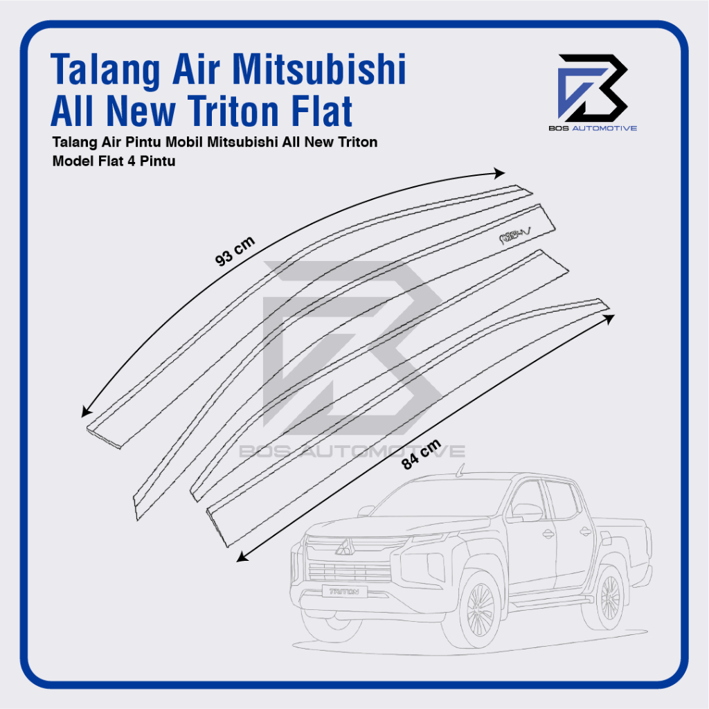 Talang Air Pintu Mobil Mitsubishi Triton Turbo Double Cabin 2024 Model Flat Rata 4 Pintu - foto-produk-2
