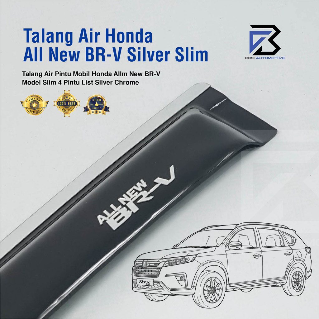 Talang Air Pintu List Silver Chrome Mobil Honda All New BRV 2021 - 2023 Model Slim 4 Pintu