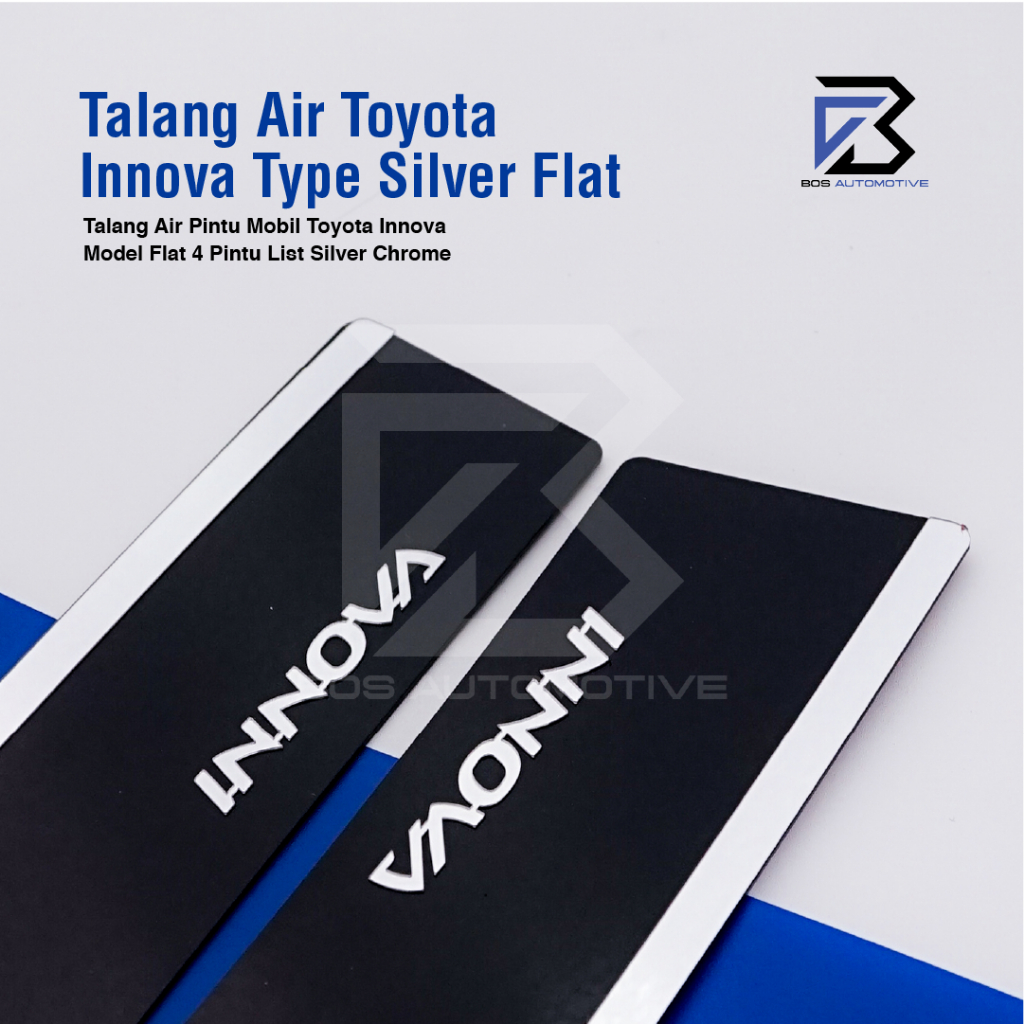 Talang Air Pintu List Silver Chrome Mobil Toyota Innova 2003 - 2014 Model Flat Rata 4 Pintu - foto-produk-1