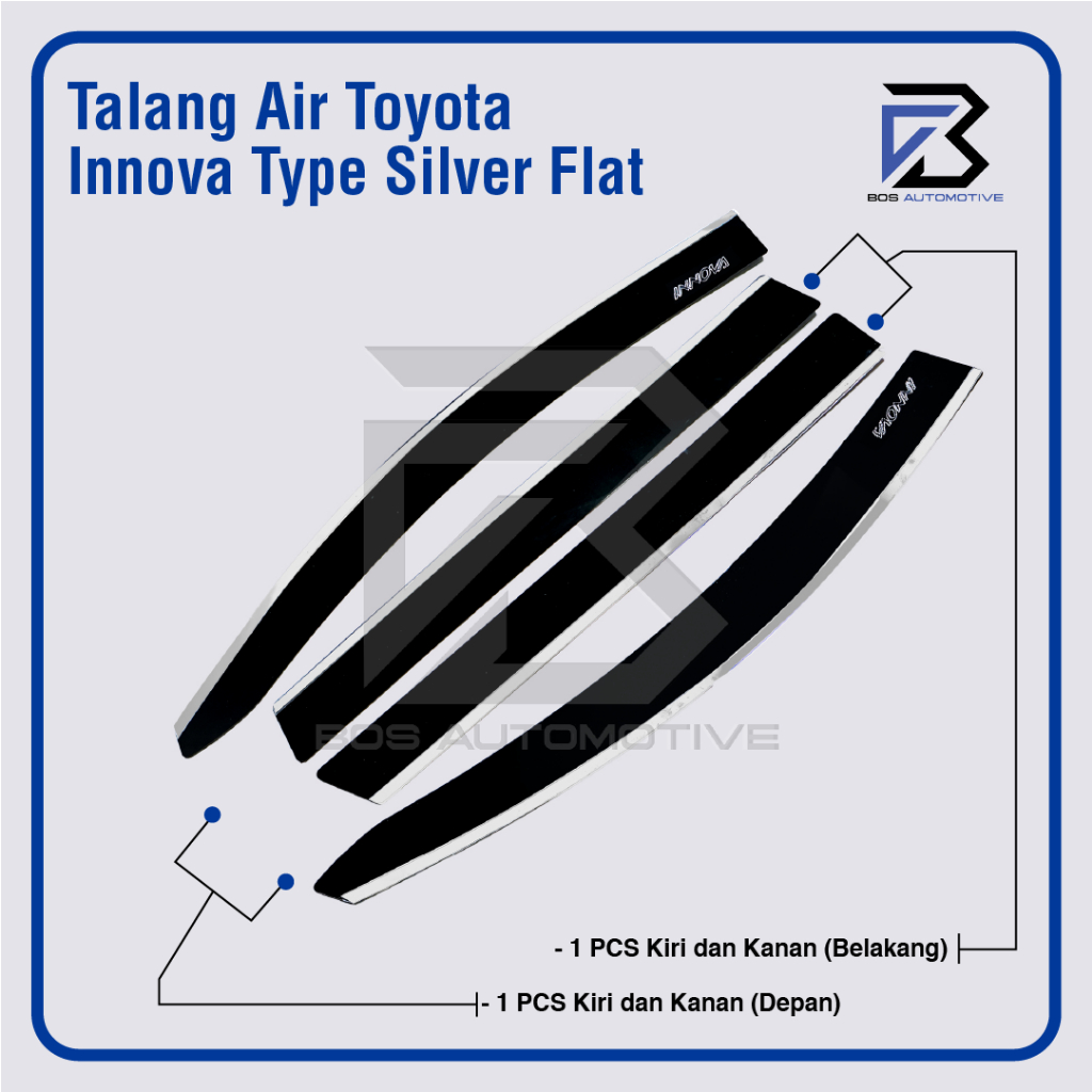 Talang Air Pintu List Silver Chrome Mobil Toyota Innova 2003 - 2014 Model Flat Rata 4 Pintu - foto-produk-4