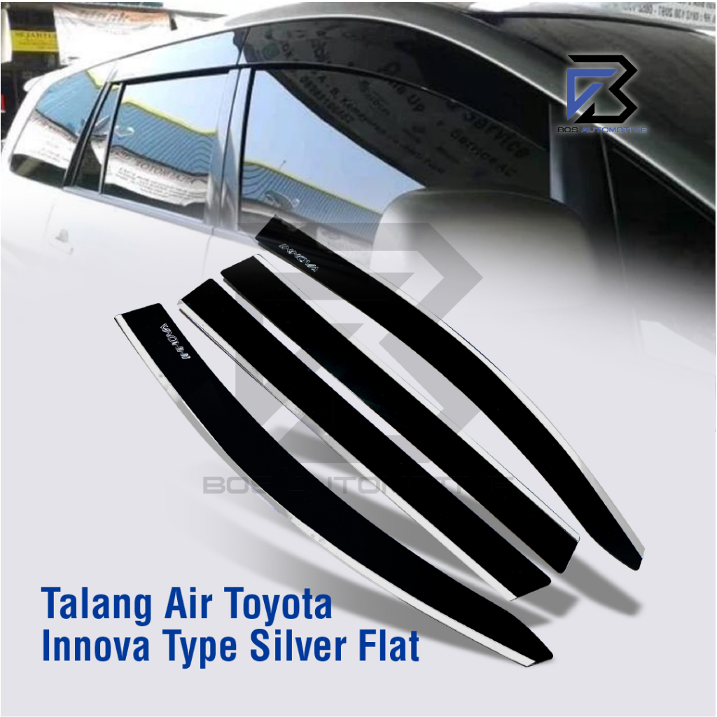 Talang Air Pintu List Silver Chrome Mobil Toyota Innova 2003 - 2014 Model Flat Rata 4 Pintu - foto-produk-5