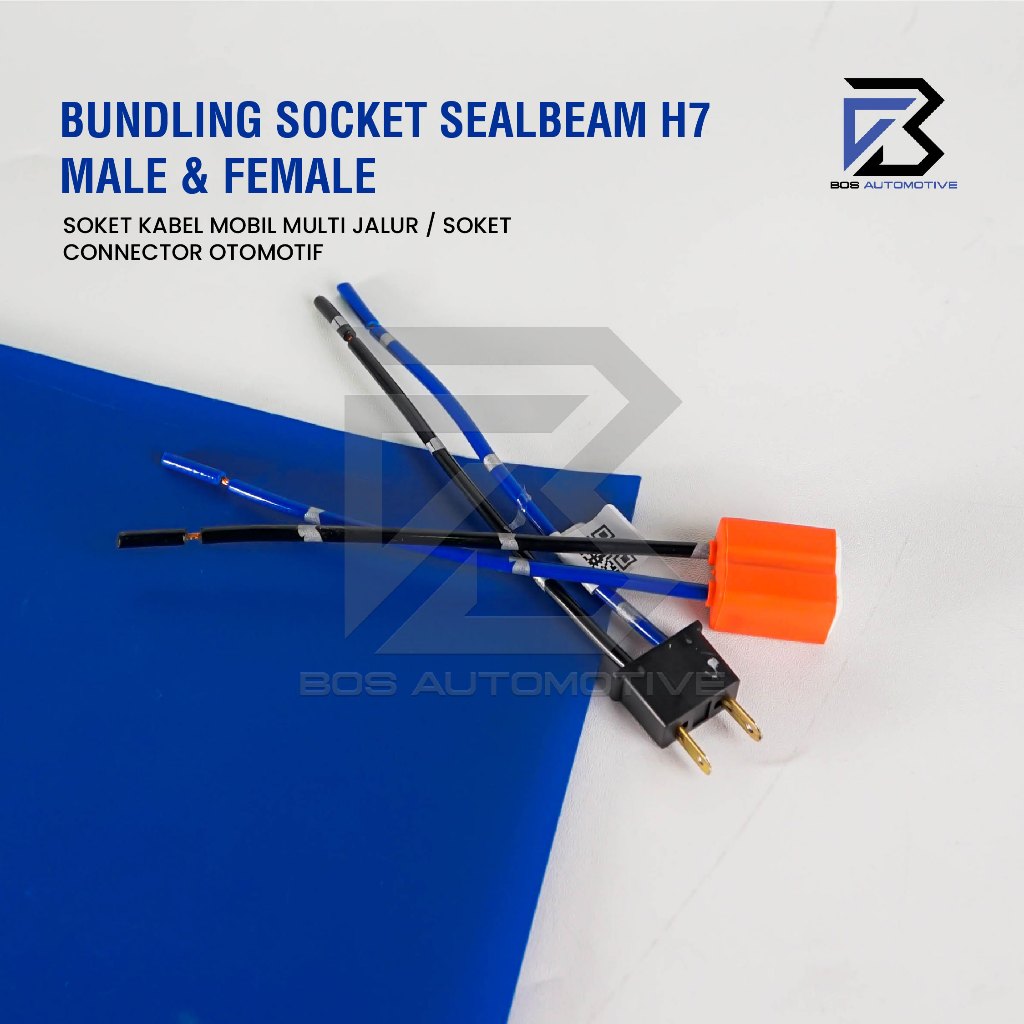 Soket Lampu Bohlam H7 Keramik / Socket H7 Bundling Male + Female ( 1 Set) - foto-produk-1