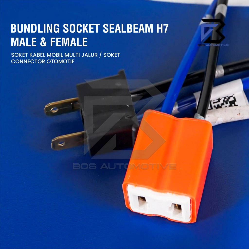 Soket Lampu Bohlam H7 Keramik / Socket H7 Bundling Male + Female ( 1 Set) - foto-produk-3