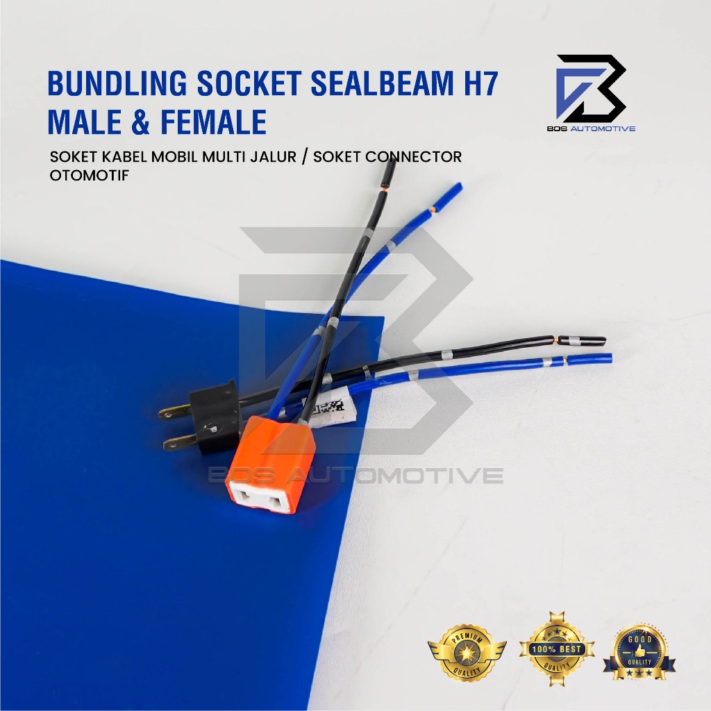 Soket Lampu Bohlam H7 Keramik / Socket H7 Bundling Male + Female ( 1 Set) - foto-sampul