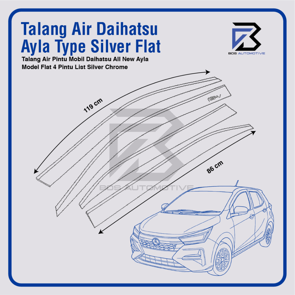 Talang Air Pintu Mobil Daihatsu All New Ayla 2024 Model List Silver Flat Rata 4 Pintu - foto-produk-2