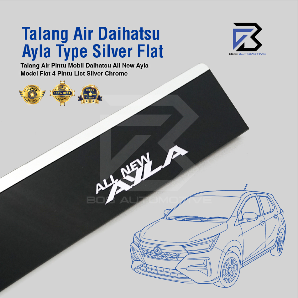 Talang Air Pintu Mobil Daihatsu All New Ayla 2024 Model List Silver Flat Rata 4 Pintu
