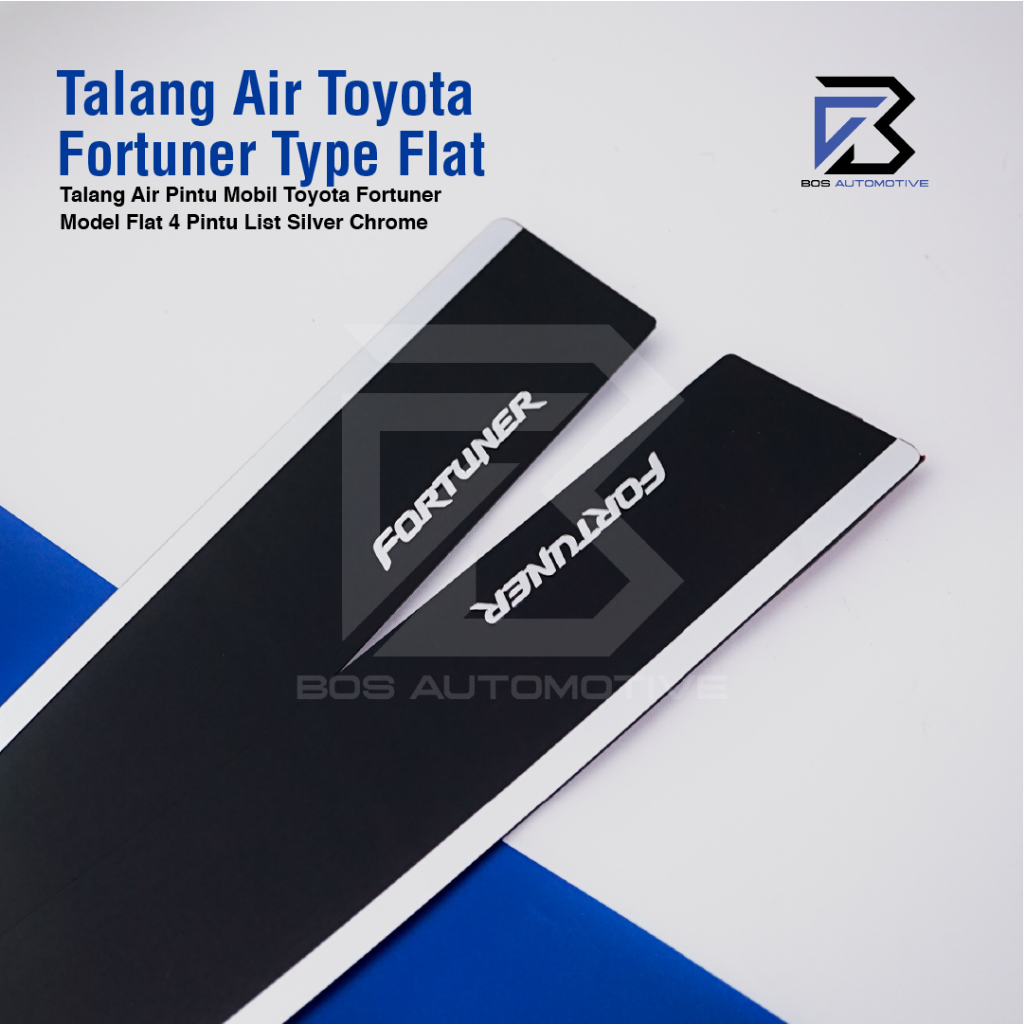 Talang Air Pintu List Silver Chrome Mobil Toyota Fortuner Lama 2004 â€“ 2015 Model Flat Rata 4 Pintu - foto-produk-1