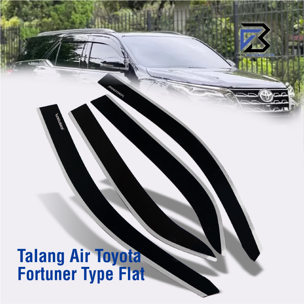 Talang Air Pintu List Silver Chrome Mobil Toyota Fortuner Lama 2004 â€“ 2015 Model Flat Rata 4 Pintu - foto-produk-5