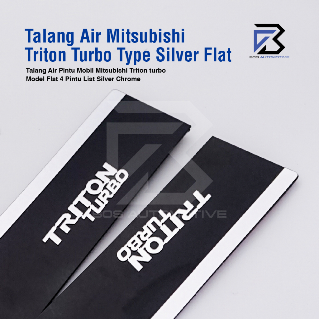 Talang Air Pintu List Silver Chrome Mobil Mitsubishi Triton Turbo Double Cabin 2024 Model Flat Rata 4 Pintu - foto-produk-1