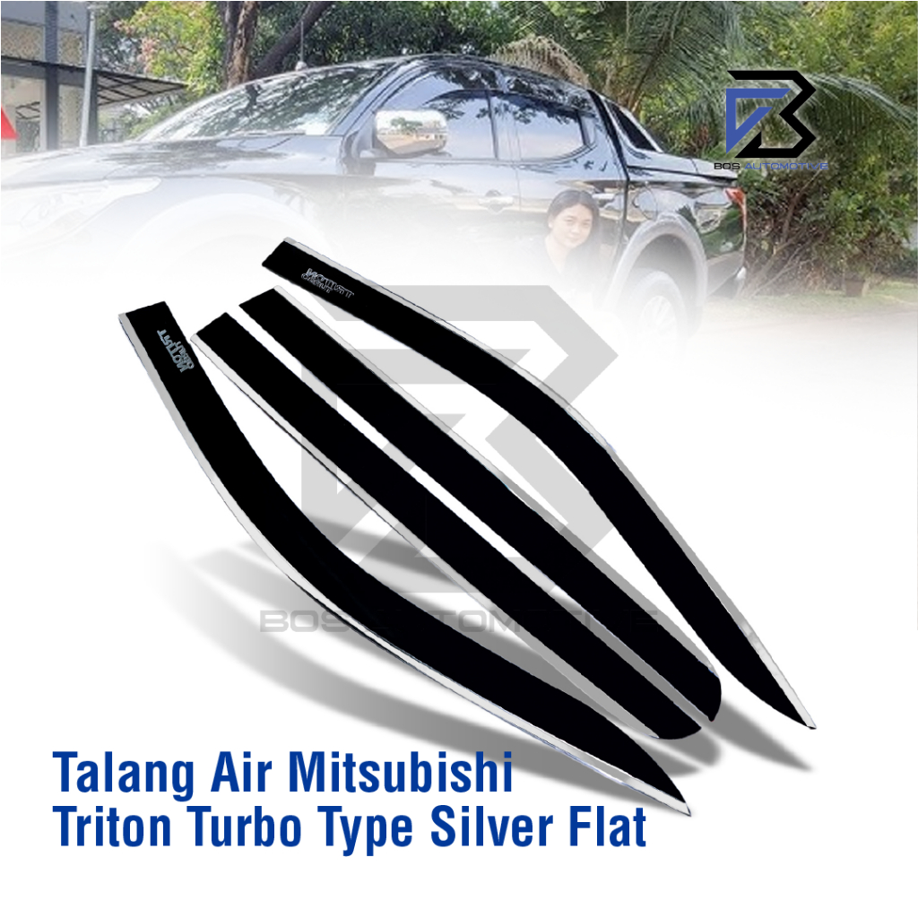 Talang Air Pintu List Silver Chrome Mobil Mitsubishi Triton Turbo Double Cabin 2024 Model Flat Rata 4 Pintu - foto-produk-5