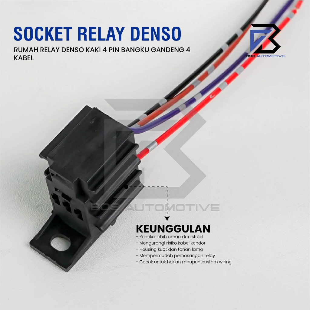 Socket Cable Relay Denso / Soket Kabel Relay / Rumah Relay Denso Kaki 4 Pin Bangku Gandeng 4 Kabel - foto-produk-3