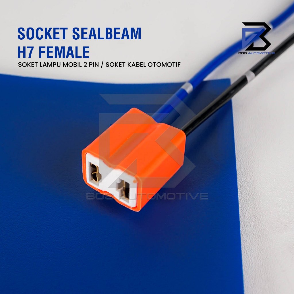 Soket Lampu Bohlam H7 Cewek  Keramik / Socket H7 Female Ceramic + Kabel Bintik - foto-produk-1