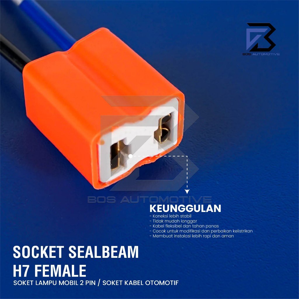 Soket Lampu Bohlam H7 Cewek  Keramik / Socket H7 Female Ceramic + Kabel Bintik - foto-produk-3