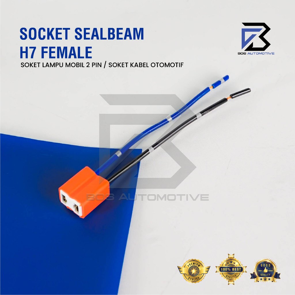 Soket Lampu Bohlam H7 Cewek  Keramik / Socket H7 Female Ceramic + Kabel Bintik