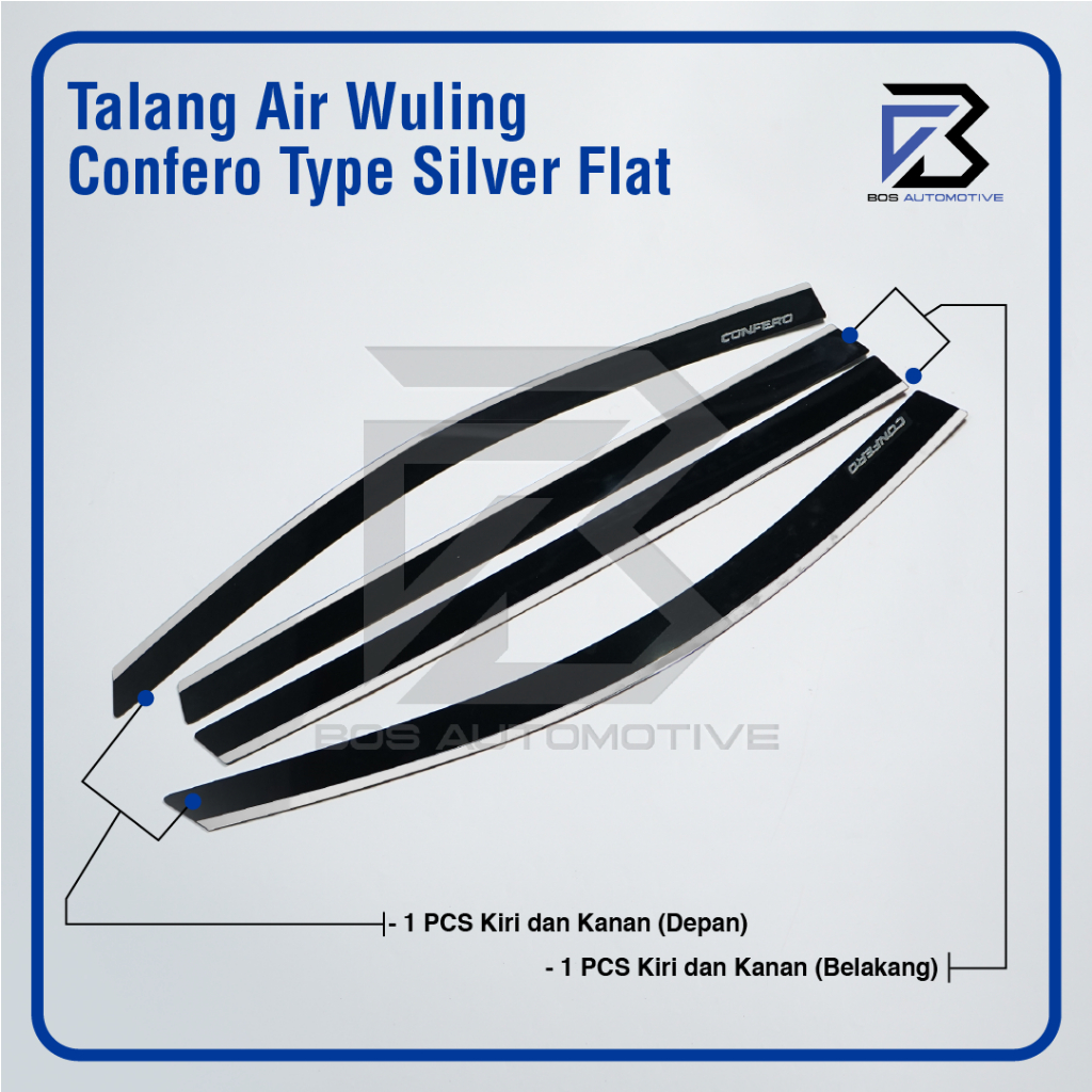 Talang Air Pintu List Silver Chrome Mobil Wuling Confero 2017 â€“ 2022 Model Flat Rata 4 Pintu - foto-produk-4