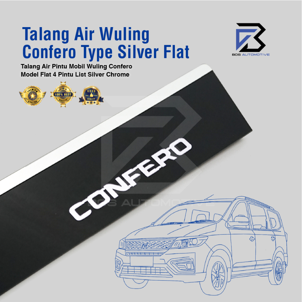 Talang Air Pintu List Silver Chrome Mobil Wuling Confero 2017 â€“ 2022 Model Flat Rata 4 Pintu - foto-variasi-2