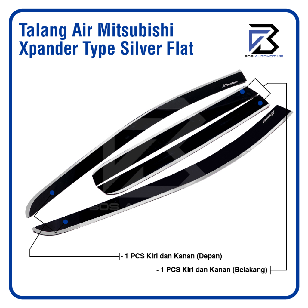 Talang Air Pintu List Silver Chrome Mobil Mitsubishi Xpander 2017 â€“ 2022 Model Flat Rata 4 Pintu - foto-produk-4