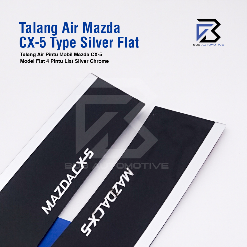 Talang Air Pintu List Silver Chrome Mobil MAZDA CX5 2012 - 2017 Model Flat Rata 4 Pintu - foto-produk-1