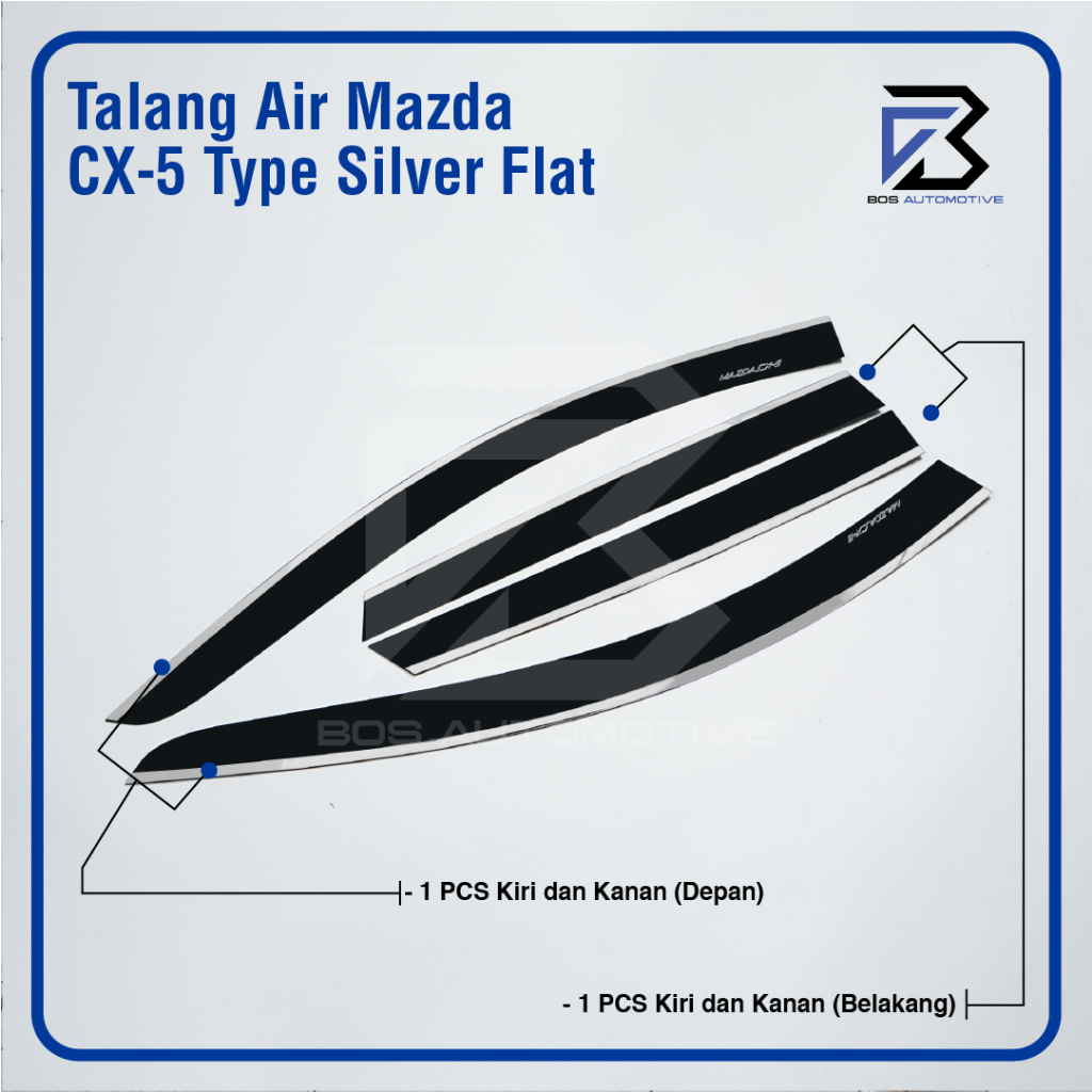 Talang Air Pintu List Silver Chrome Mobil MAZDA CX5 2012 - 2017 Model Flat Rata 4 Pintu - foto-produk-4