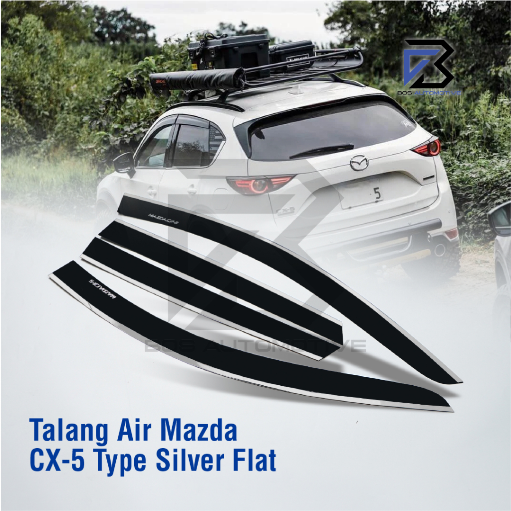 Talang Air Pintu List Silver Chrome Mobil MAZDA CX5 2012 - 2017 Model Flat Rata 4 Pintu - foto-produk-5