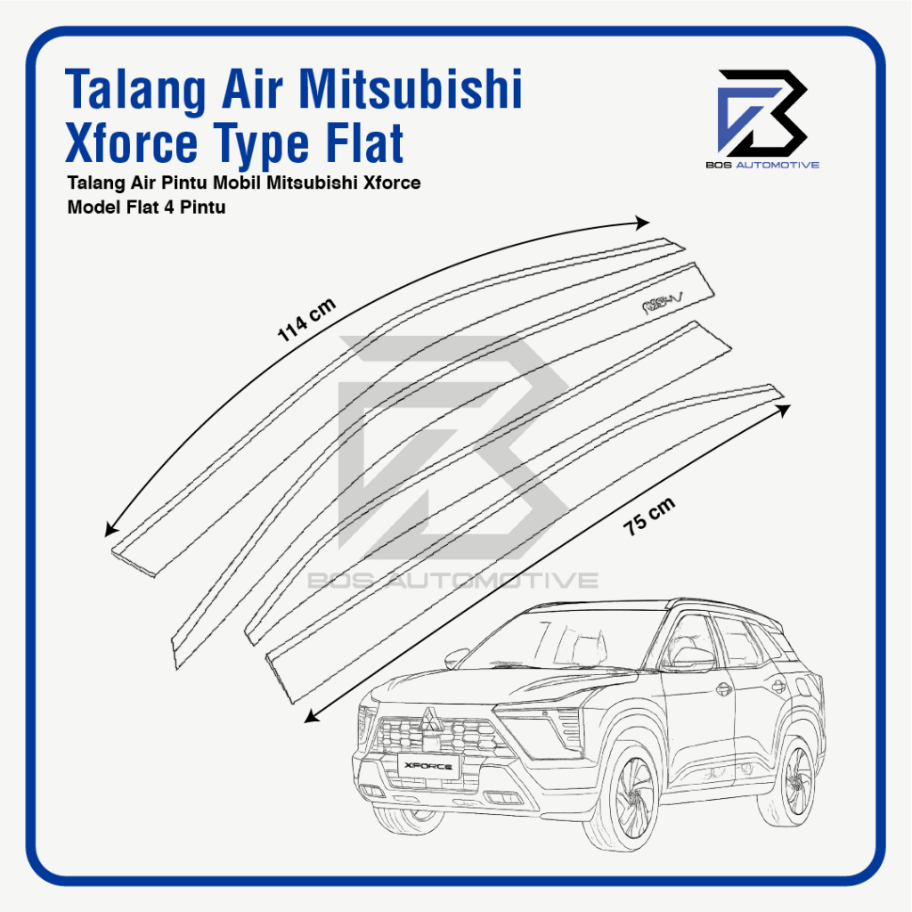 Talang Air Pintu Mobil Mitsubishi Xforce 2023 Model Flat Rata 4 Pintu - foto-produk-2