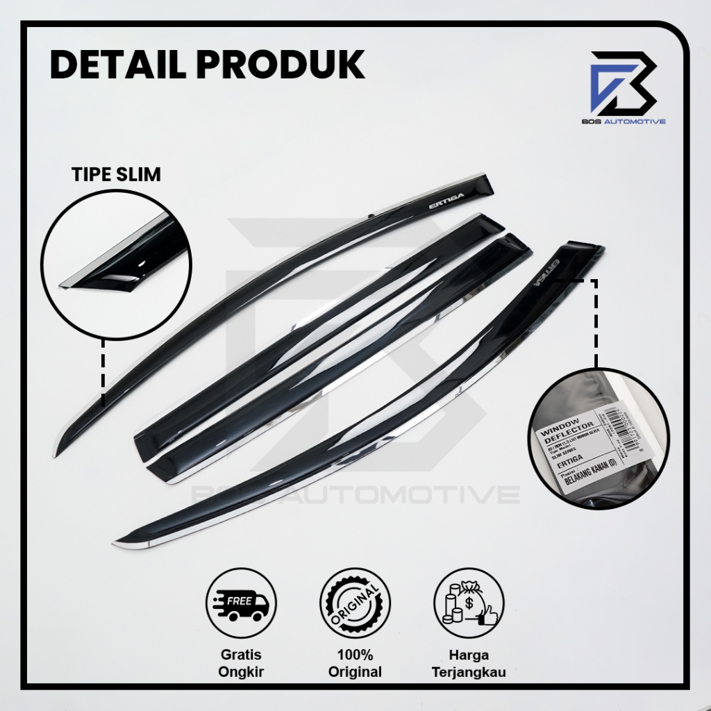 Talang Air Pintu Mobil List Silver Chrome Suzuki Ertiga 2012 - 2016 Slim 4 Pintu - foto-produk-1