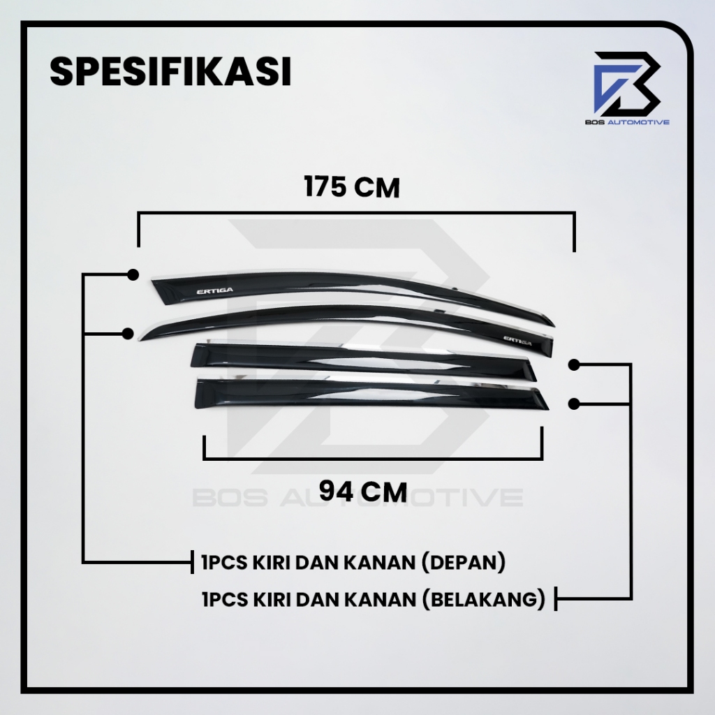 Talang Air Pintu Mobil List Silver Chrome Suzuki Ertiga 2012 - 2016 Slim 4 Pintu - foto-produk-2