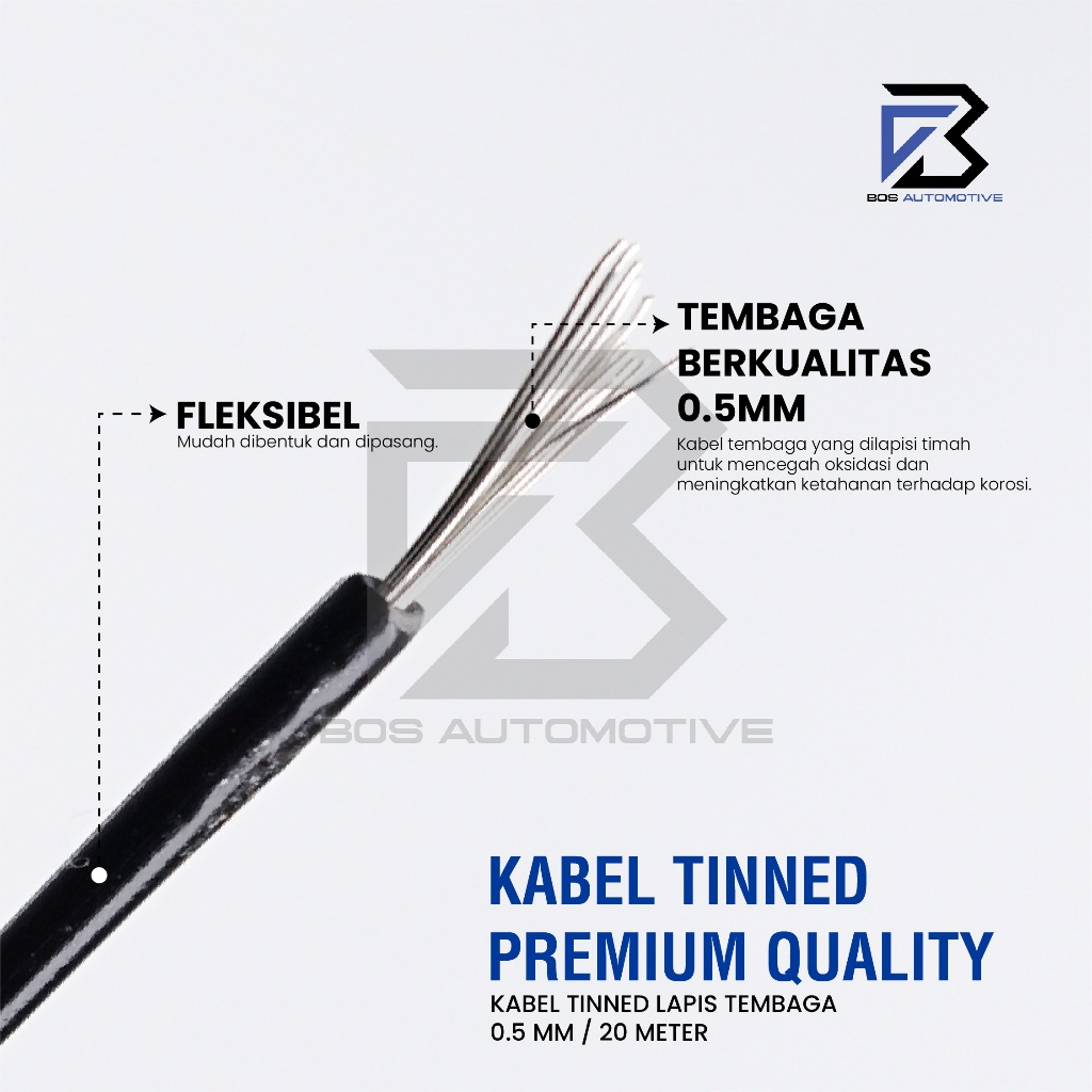 Kabel Bintik Tinned CU MX 0.5MM X 20M Kabel Body Serabut Lapis Timah Cable Mobil Motor New Premium Quality - foto-produk-1