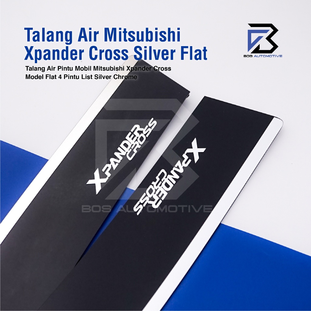 Talang Air Pintu Mobil List Silver Chrome Mobil Mitsubishi Xpander Cross 2019 â€“ 2024 Model FLAT 4 Pintu - foto-produk-1