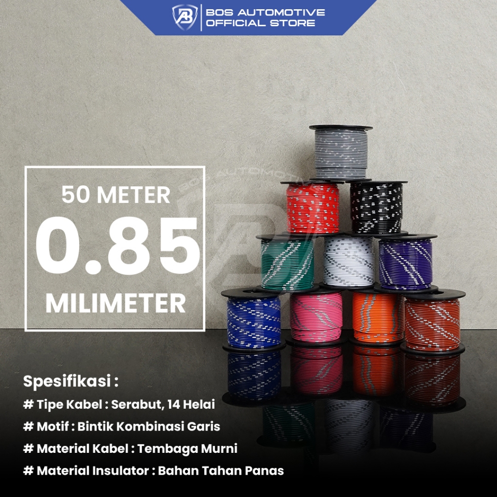 Kabel Bintik AVSS 0.85MM x 50M Kabel Otomotif Body Mobil Motor Serabut Tembaga (Bobin) - foto-produk-1