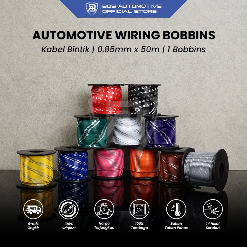 Kabel Bintik AVSS 0.85MM x 50M Kabel Otomotif Body Mobil Motor Serabut Tembaga (Bobin)