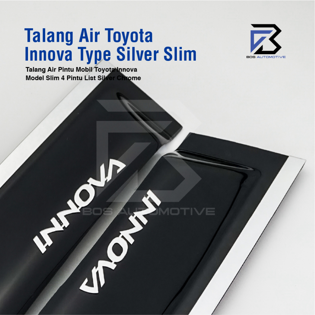 Talang Air Pintu List Silver Mobil Toyota Innova 2003 â€“ 2015 Model Slim 4 Pintu - foto-produk-1