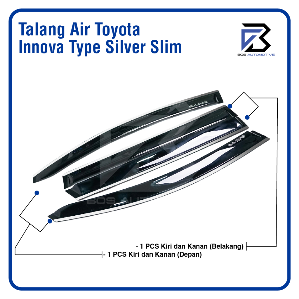 Talang Air Pintu List Silver Mobil Toyota Innova 2003 â€“ 2015 Model Slim 4 Pintu - foto-produk-3