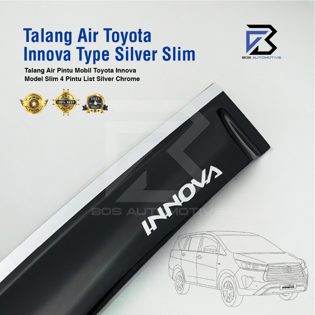 Talang Air Pintu List Silver Mobil Toyota Innova 2003 â€“ 2015 Model Slim 4 Pintu