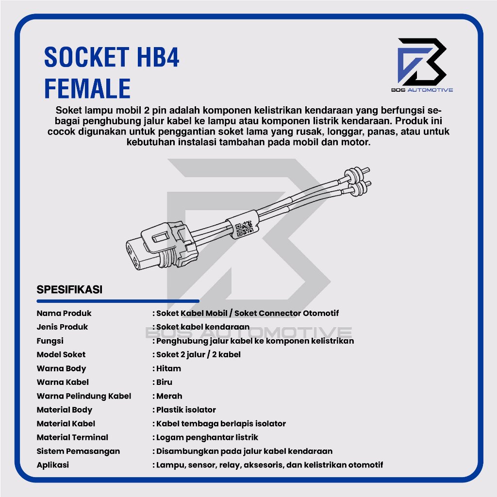 Soket Lampu Foglamp HB4 Female / Soket Lampu Kabut HB4 Cewek + Kabel Bintik - foto-produk-2