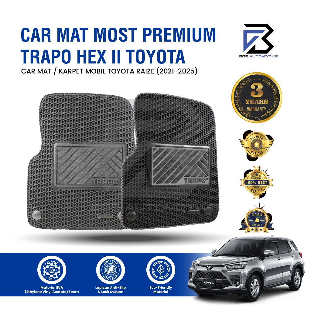 Karpet Mobil TOYOTA RAIZE (2021 - Sekarang) - Karpet Mobil Fullset Premium Anti Slip - Car Mats Trapo Hex II Original - foto-sampul