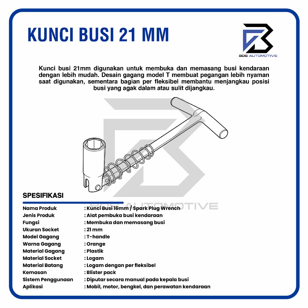 Kunci Busi Sok T Mobil Motor Flexible Spark Plug Fleksibel 16MM 21MM Universal - foto-produk-2