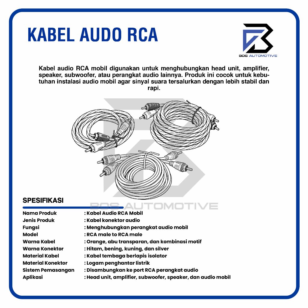 Kabel Speaker Audio Jack RCA Audio Mobil Male To Male 1 Meter 2 Meter 3 Meter 5 Meter - foto-produk-2