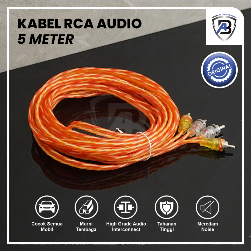 Kabel Speaker Audio Jack RCA Audio Mobil Male To Male 1 Meter 2 Meter 3 Meter 5 Meter - foto-variasi-4