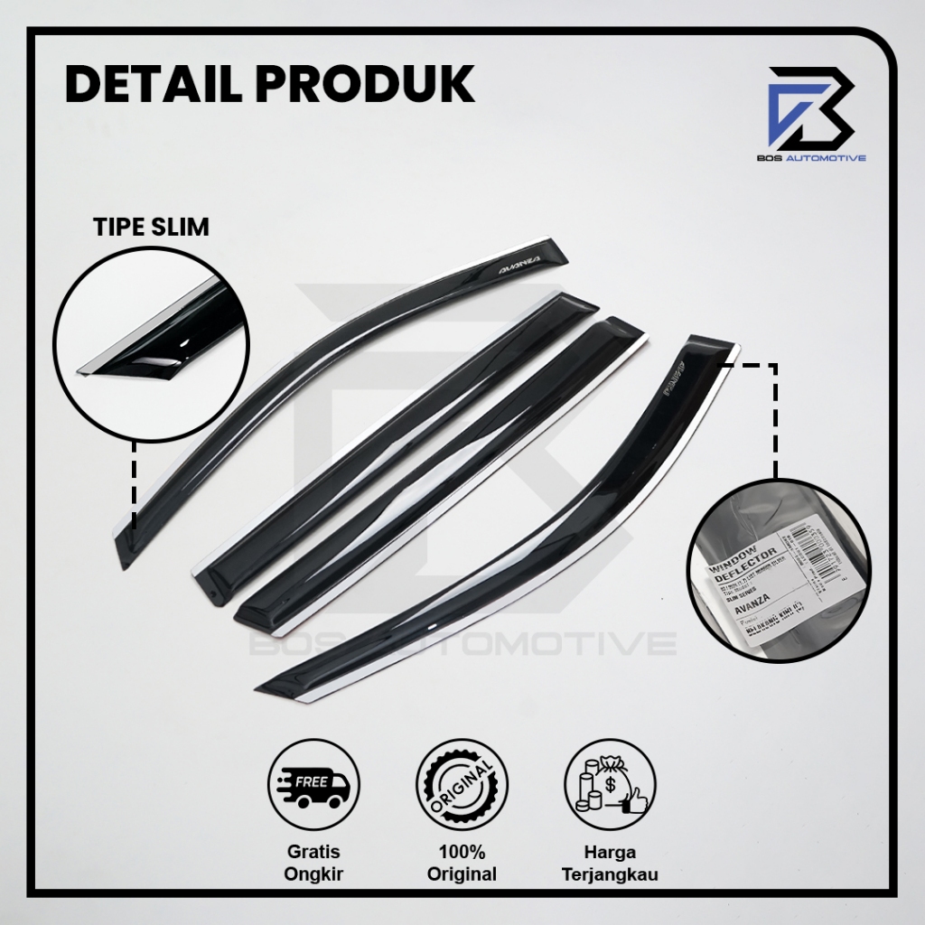 Talang Air Pintu Mobil List Silver Chrome Avanza Lama 2004 - 2011 Model Slim 4 Pintu - foto-produk-1