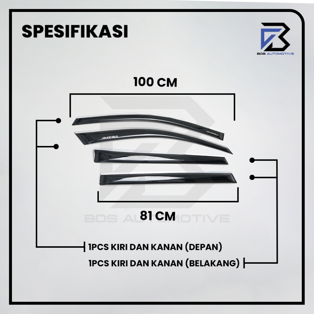 Talang Air Pintu Mobil List Silver Chrome Avanza Lama 2004 - 2011 Model Slim 4 Pintu - foto-produk-2