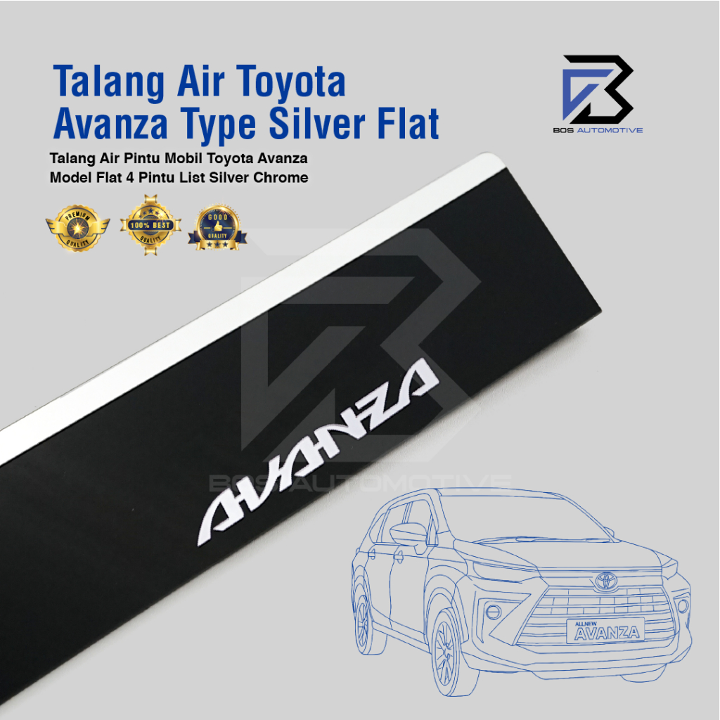 Talang Air Pintu Mobil List Silver Chrome Avanza Lama 2004 - 2011 Model Slim 4 Pintu - foto-variasi-1