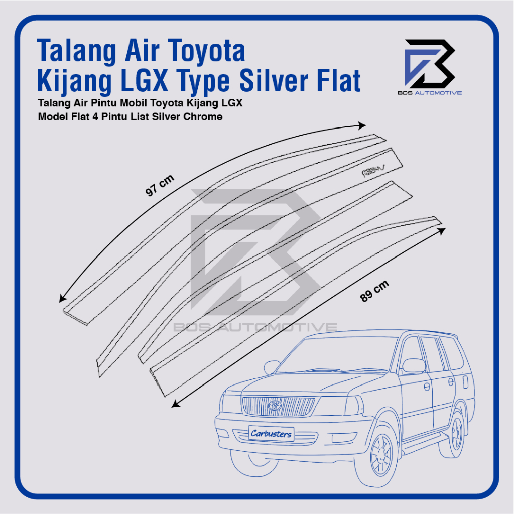 Talang Air Pintu List Silver Mobil Toyota Kijang LGX / Kapsul 1997 â€“ 2003 Model Flat 4 Pintu - foto-produk-2