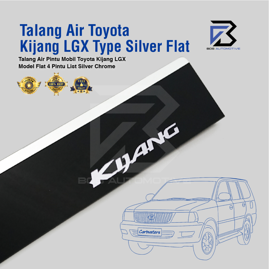 Talang Air Pintu List Silver Mobil Toyota Kijang LGX / Kapsul 1997 â€“ 2003 Model Flat 4 Pintu