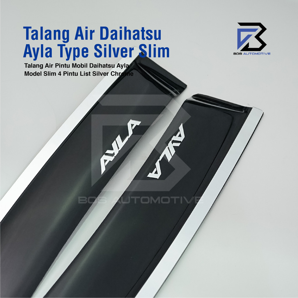 Talang Air Pintu List Silver Chrome Mobil Daihatsu Ayla 2012 - 2019 Model Slim 4 Pintu - foto-produk-1