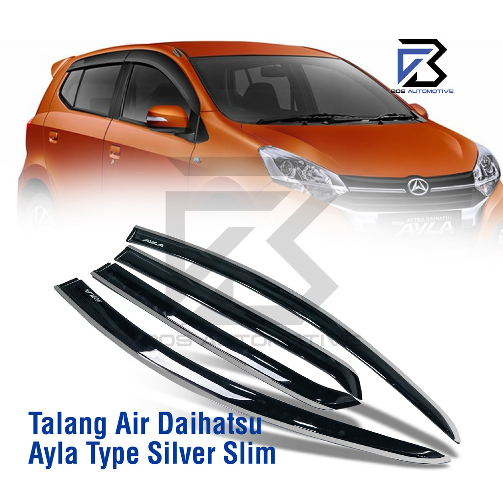 Talang Air Pintu List Silver Chrome Mobil Daihatsu Ayla 2012 - 2019 Model Slim 4 Pintu - foto-produk-4