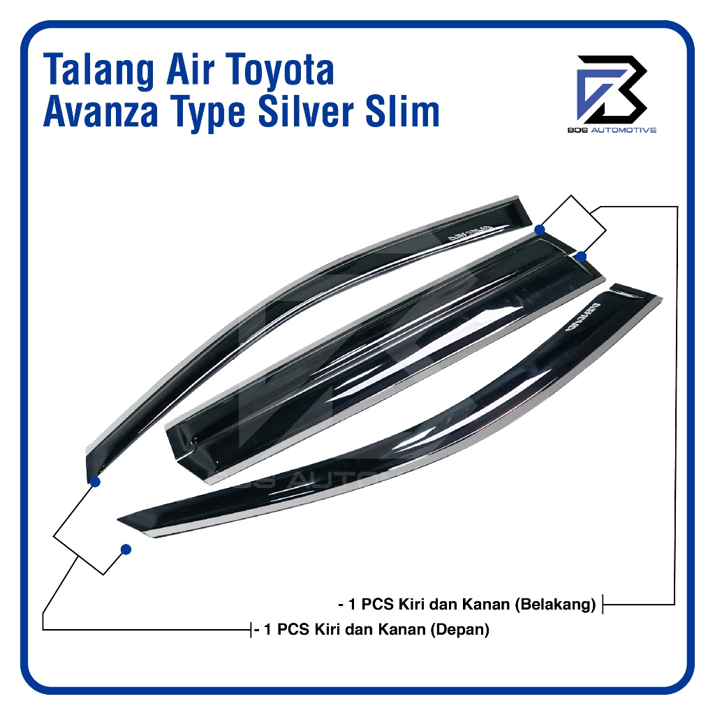 Talang Air Pintu Mobil List Silver Chrome Avanza Lama 2004 - 2011 Model Slim 4 Pintu - foto-produk-3