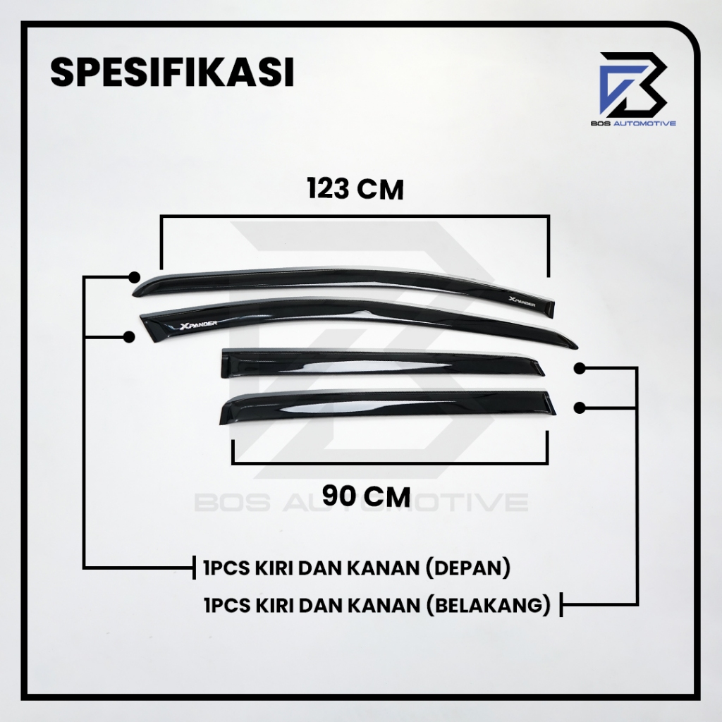Talang Air Pintu Mobil List Silver Chrome Mitsubishi Xpander 2017 â€“ 2022 Model Slim 4 Pintu - foto-produk-2